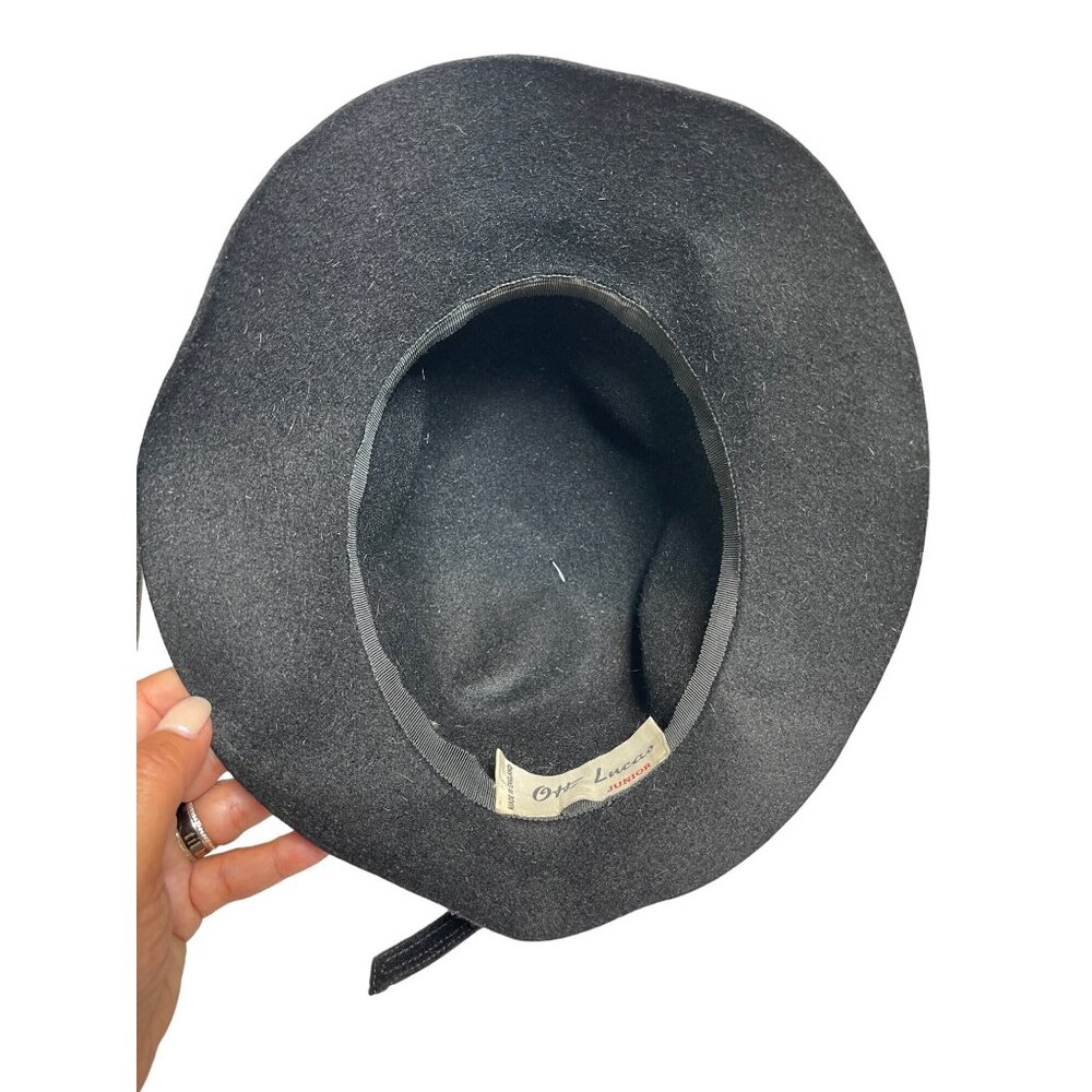 Vintage Otto Lucas Junior Black Wool Cloche Hat Made In England NWOT - Picture 6 of 7
